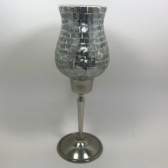 Mosaic Candle Holder Candlestick Tabletop Centerpiece for Wedding Silver - Picture 1 of 5